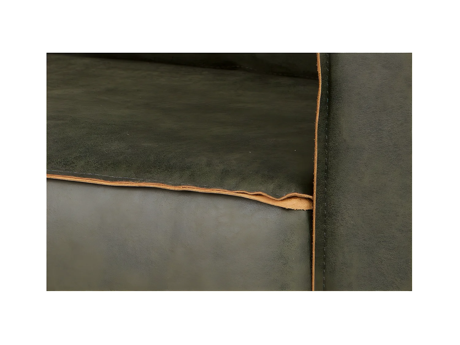 RODEO - Canapé 2 places en cuir recyclé vert kaki