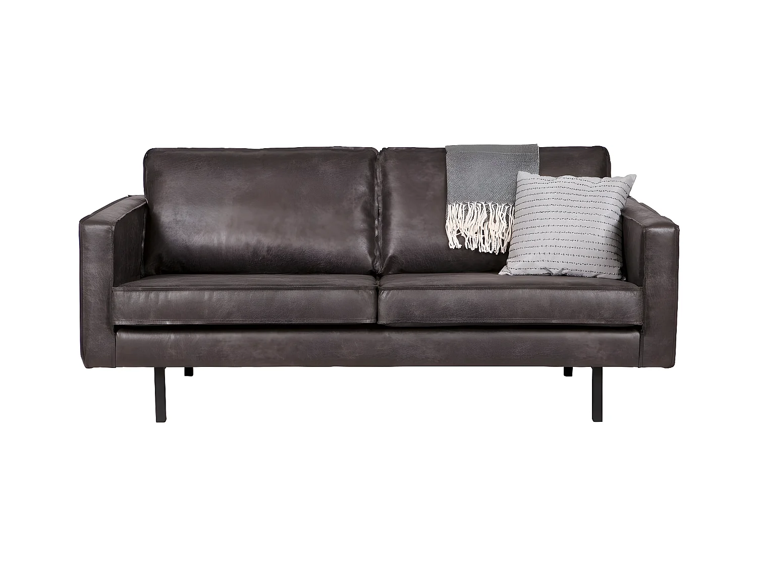 RODEO - Canapé 2 places en cuir recyclé noir vintage