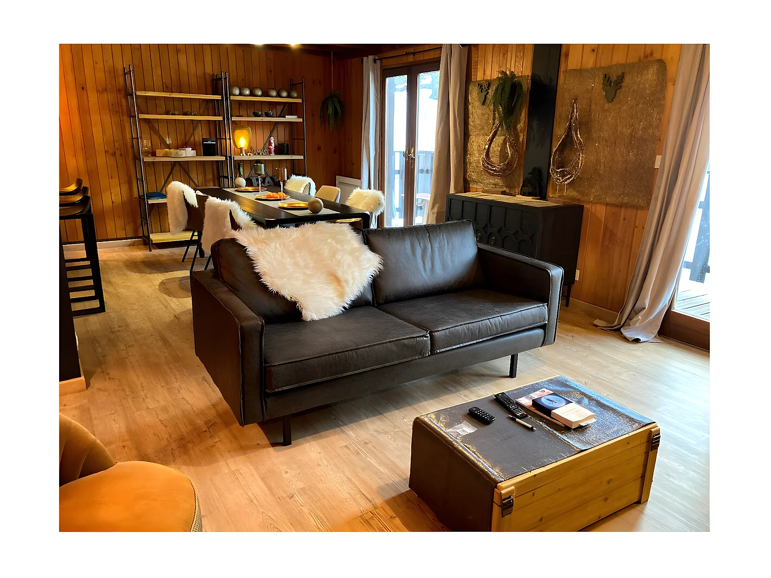 RODEO - Canapé 2 places en cuir recyclé noir vintage