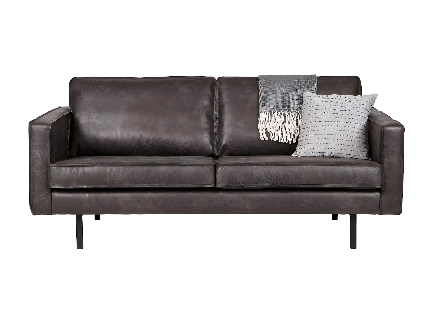 RODEO - Canapé 2 places en cuir recyclé noir vintage