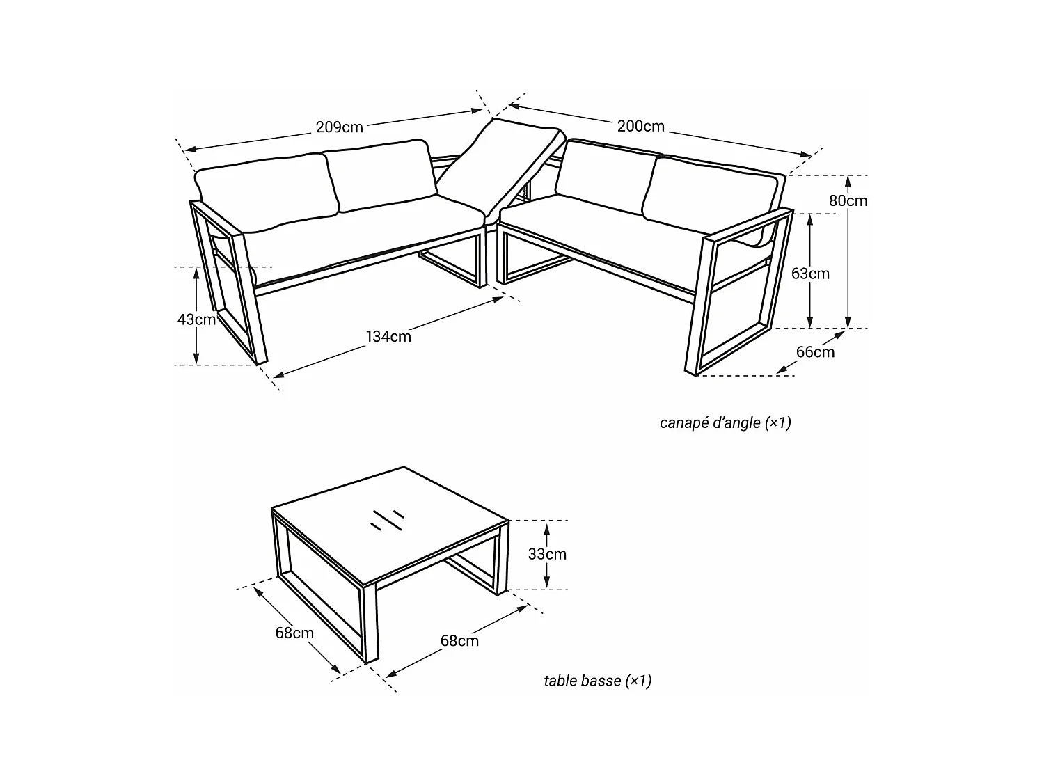 IBIZA modulaire tuinset in grijze stof 4 zitplaatsen - wit aluminium