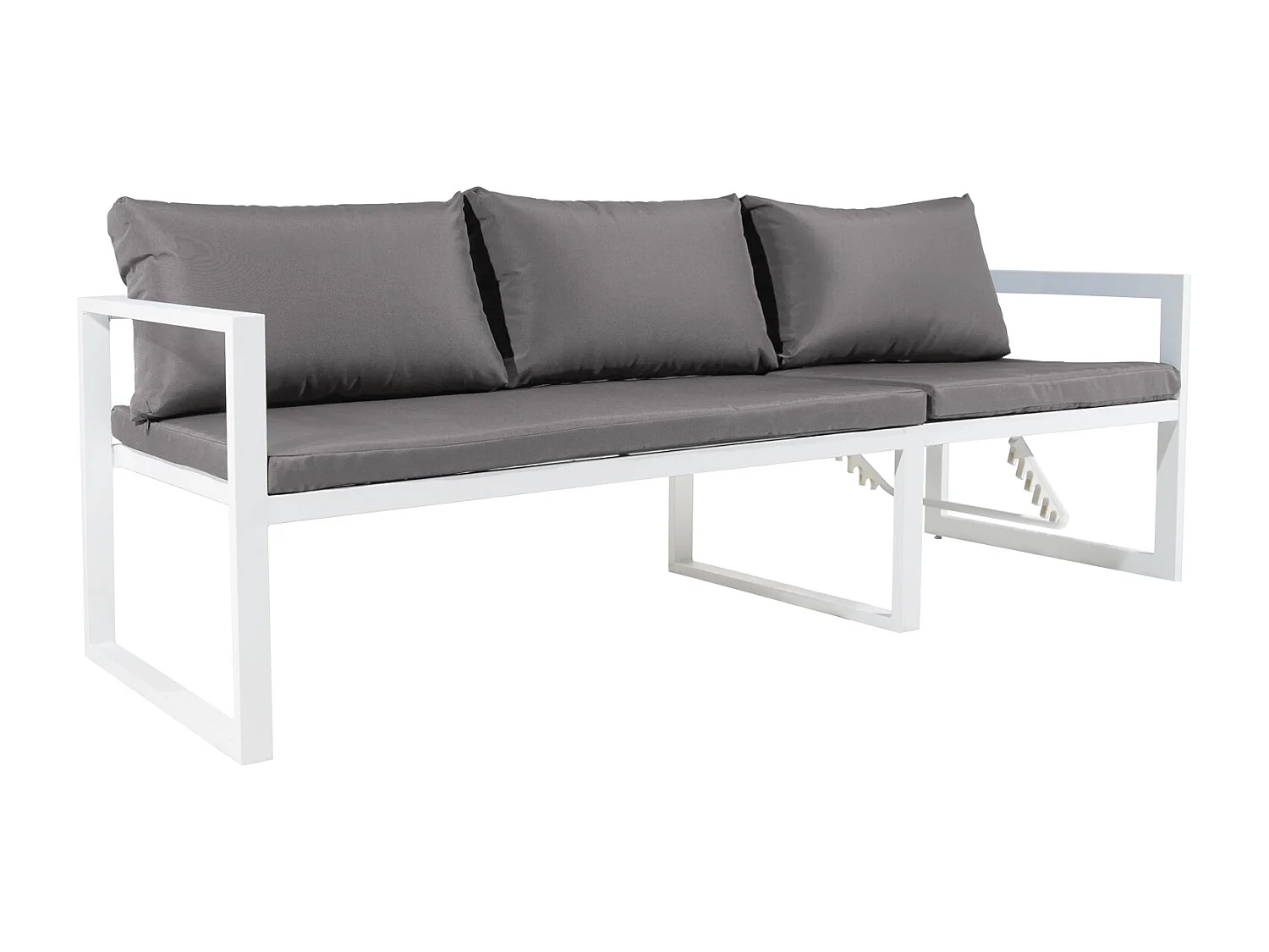 IBIZA modulaire tuinset in grijze stof 4 zitplaatsen - wit aluminium