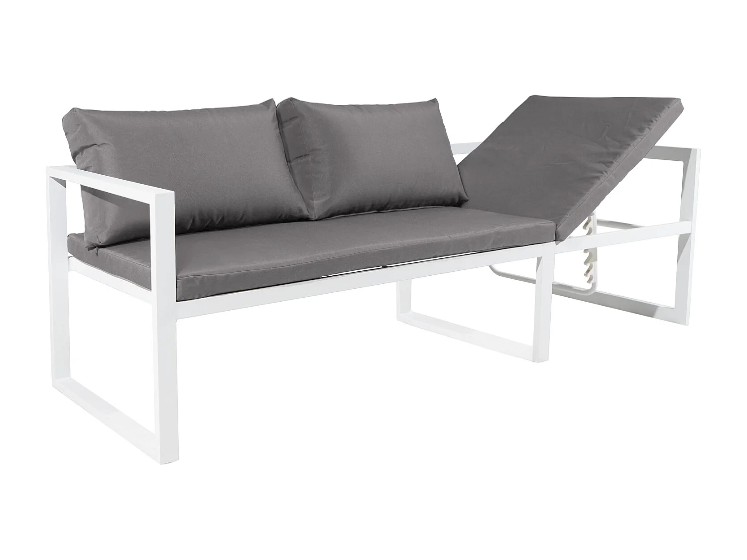 IBIZA modulaire tuinset in grijze stof 4 zitplaatsen - wit aluminium