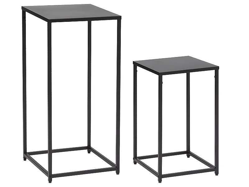 Lot de 2 Tables d'appoint , Bout de canapé ou Sellettes en Métal Noir