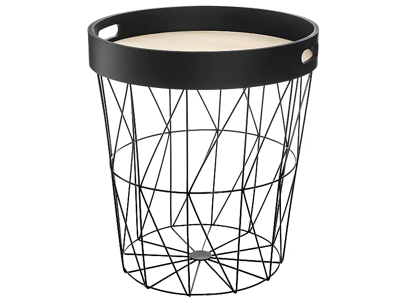 Table à café en métal Noir avec plateau amovible