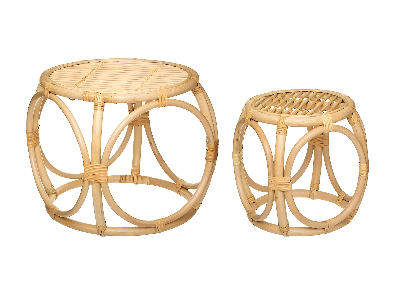 Set de 2 Tables d'appoint en Rotin