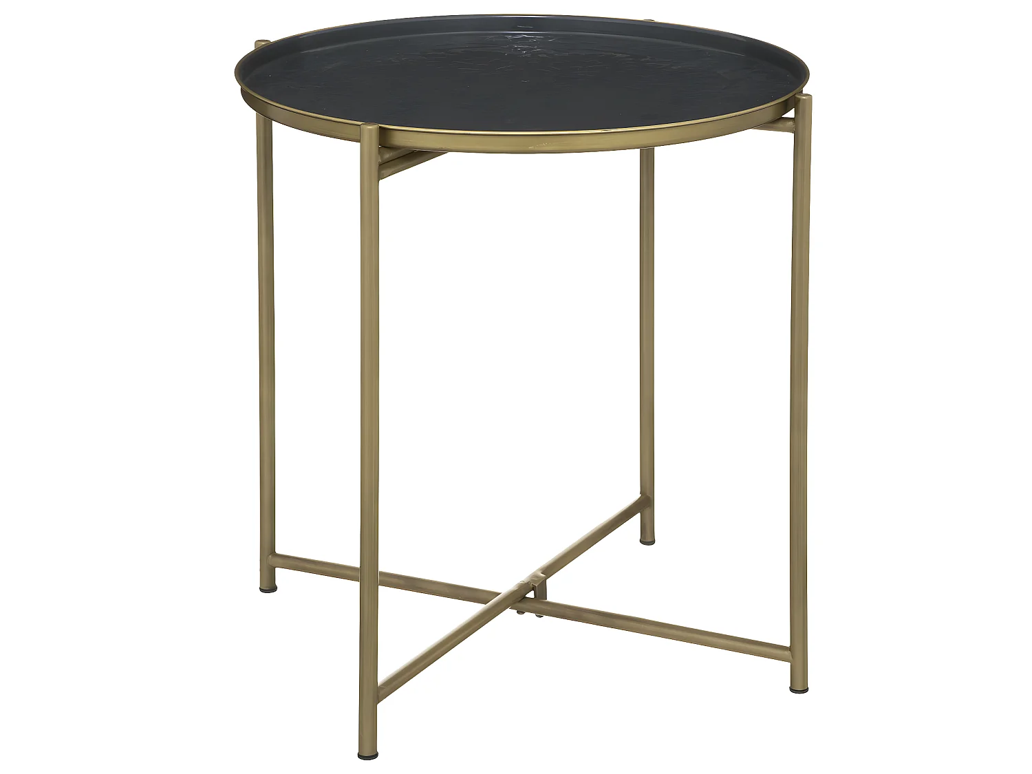 Table à café en Métal Doré et  Gris Ardoise D 42.7 x H. 50.8 cm