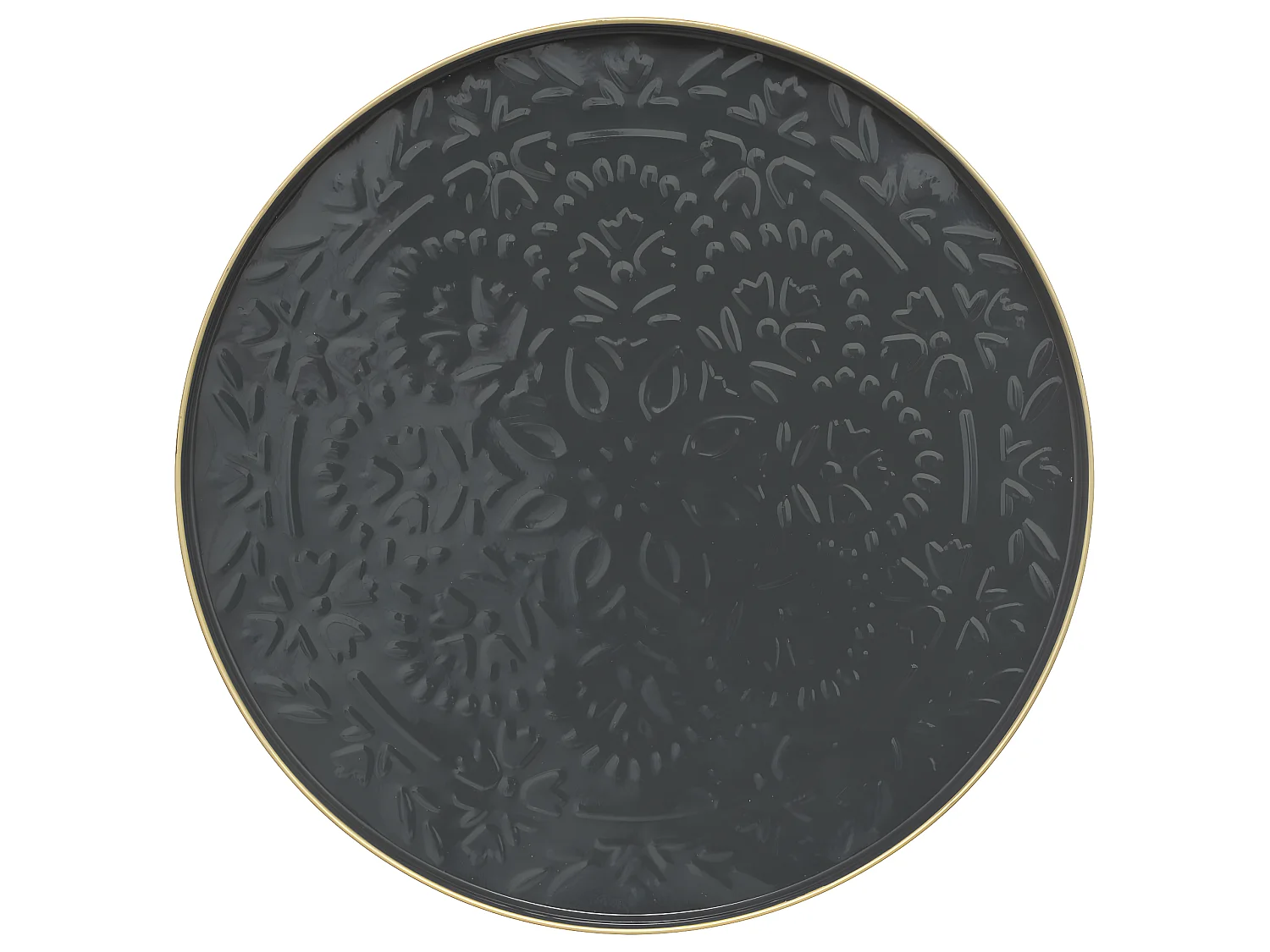 Table à café en Métal Doré et  Gris Ardoise D 42.7 x H. 50.8 cm