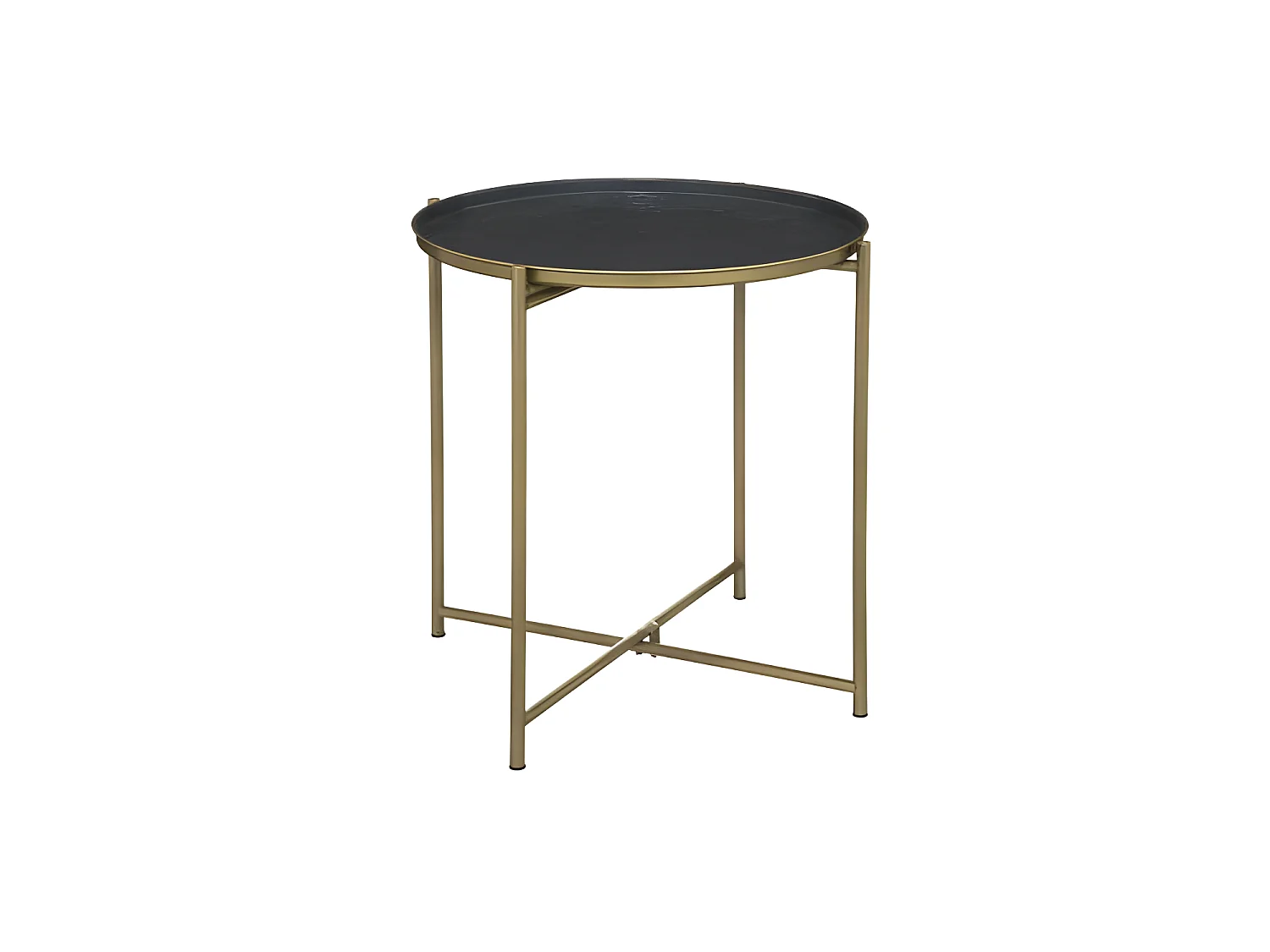 Table à café en Métal Doré et  Gris Ardoise D 42.7 x H. 50.8 cm