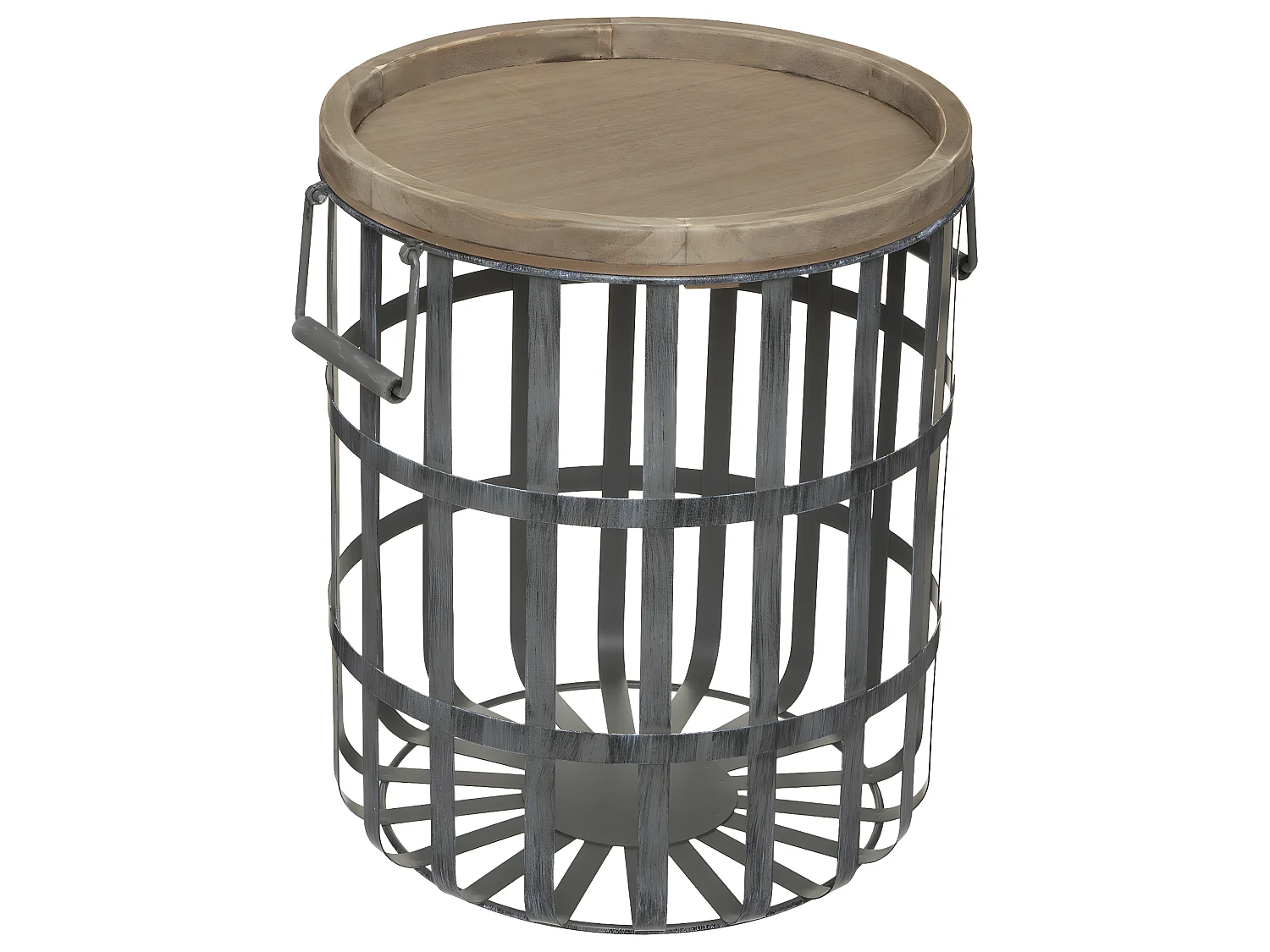 Set de 2 Tables à Café en Bois et Métal Gris industriel