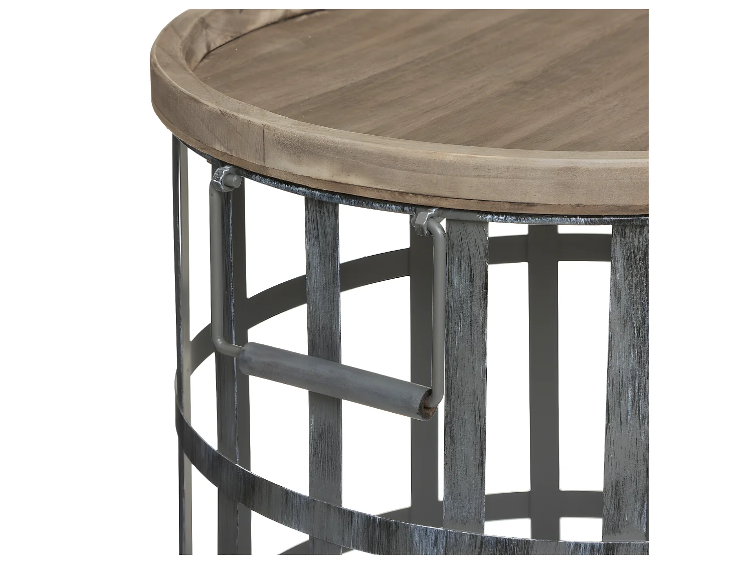 Set de 2 Tables à Café en Bois et Métal Gris industriel