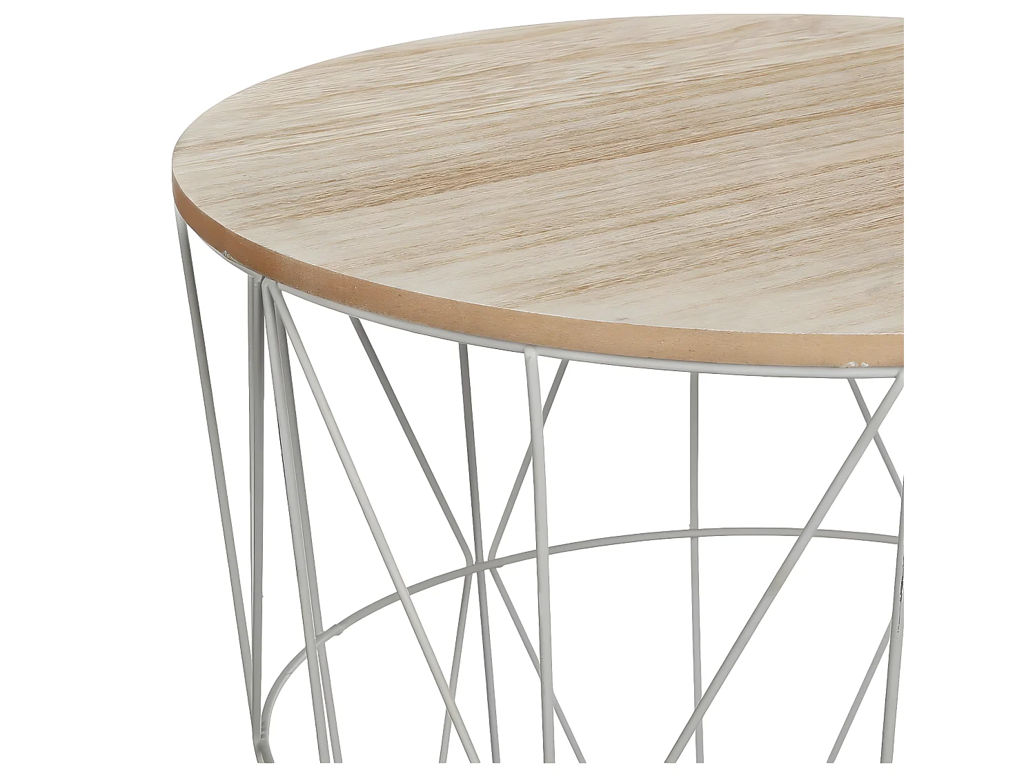 Table à café en métal gris et plateau en Bois H 41 cm