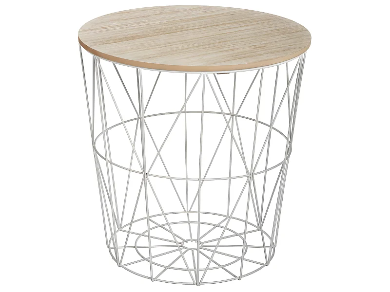 Table à café en métal gris et plateau en Bois H 41 cm