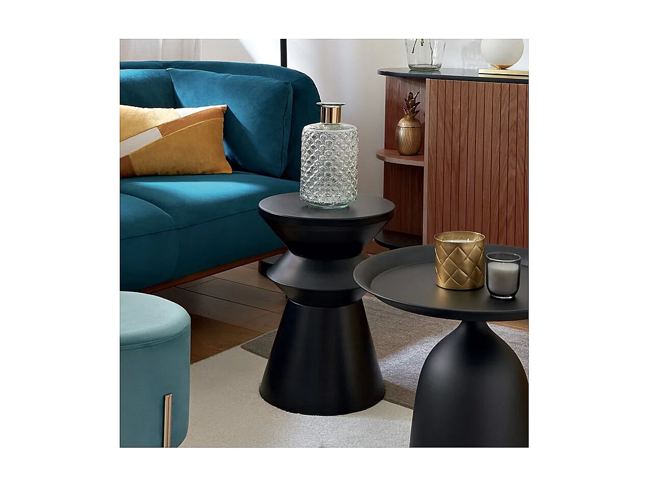 Table à Café Ronde Design "Sohan" 48cm Noir en Fer