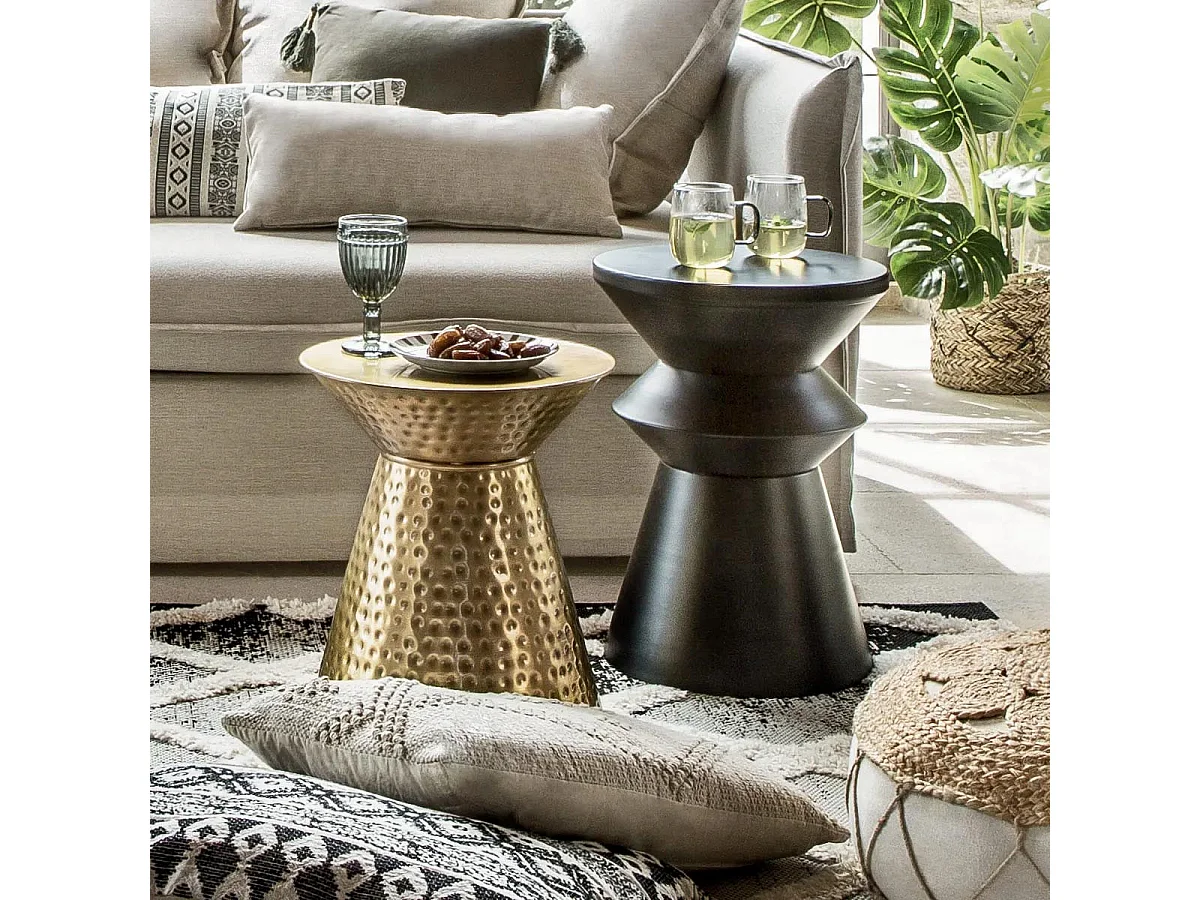 Table à Café Ronde Design "Sohan" 48cm Noir en Fer