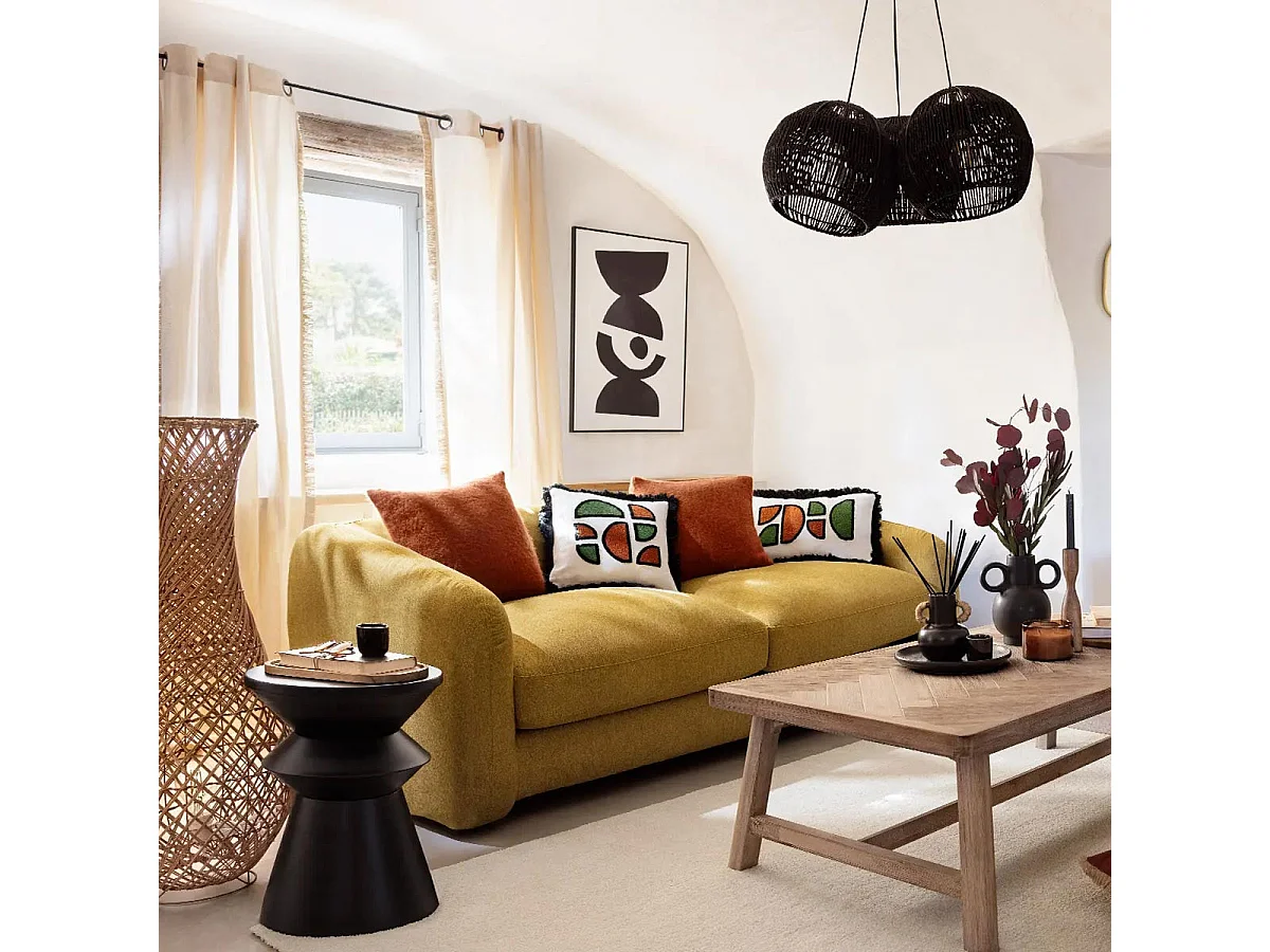 Table à Café Ronde Design "Sohan" 48cm Noir en Fer