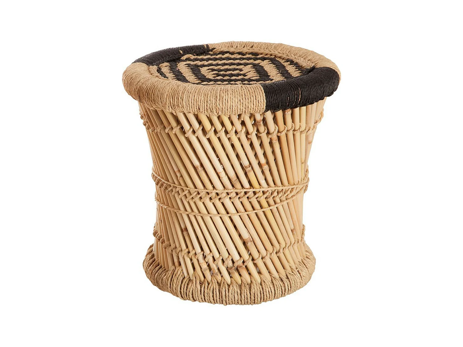 Lot de 2 tables d'appoint en corde noire et beige