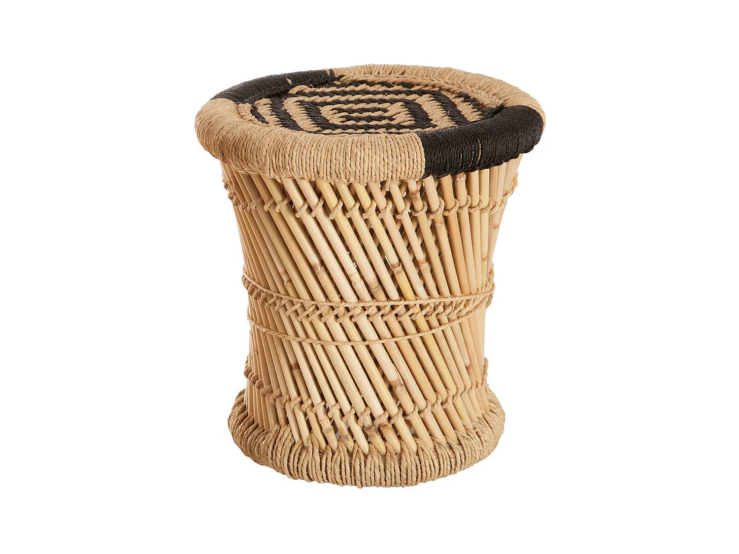 Lot de 2 tables d'appoint en corde noire et beige