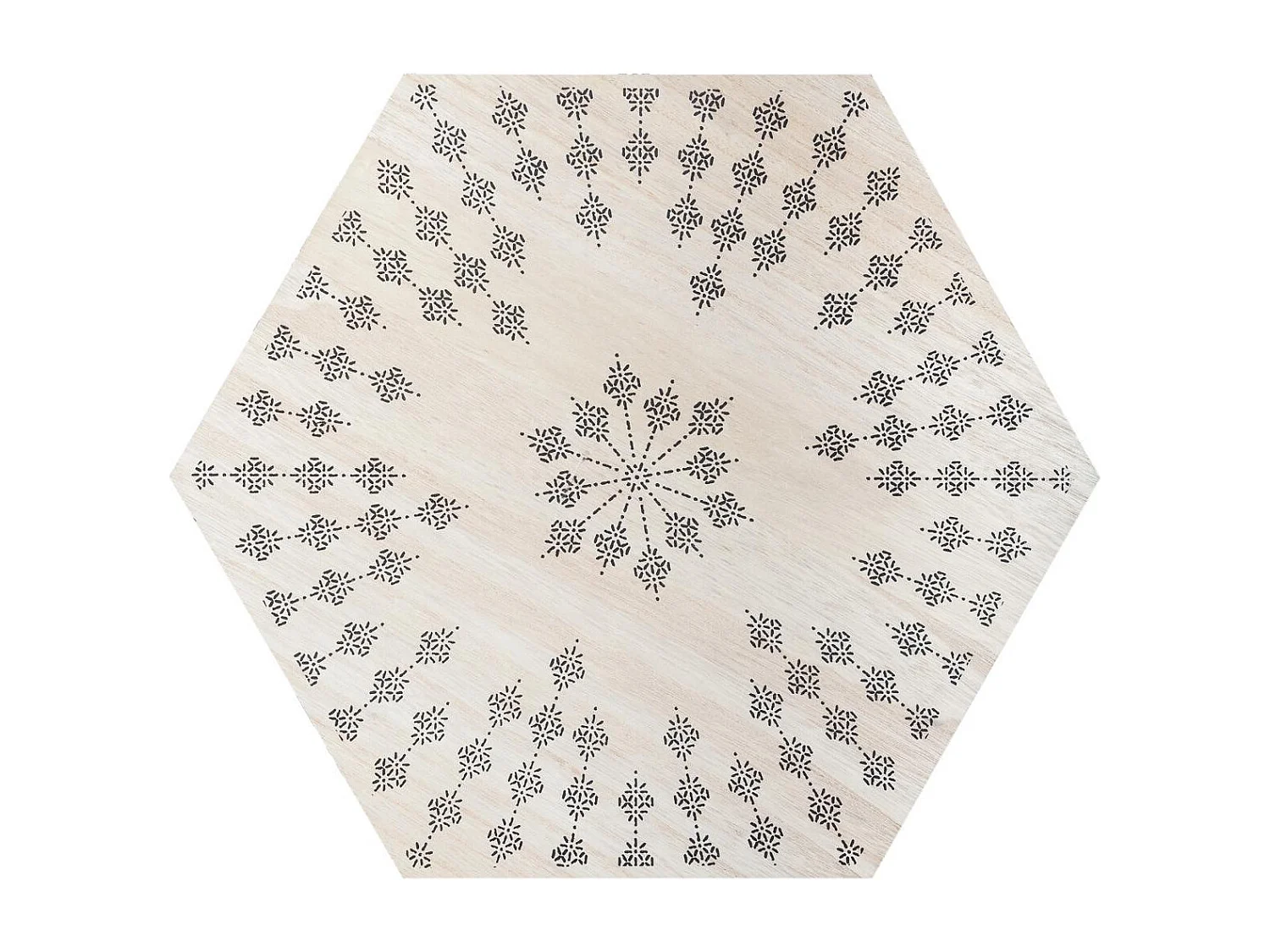 Table à café en métal noir et plateau en Bois déco ethnique H 40 cm