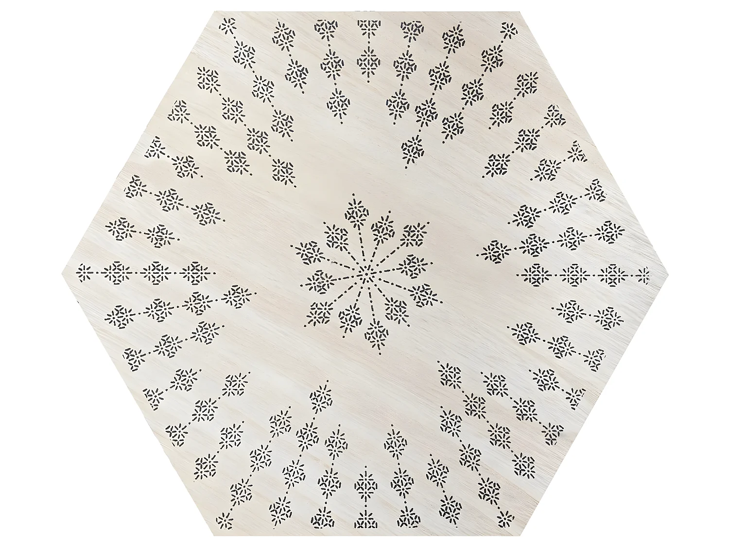 Table à café en métal noir et plateau en Bois déco ethnique H 40 cm