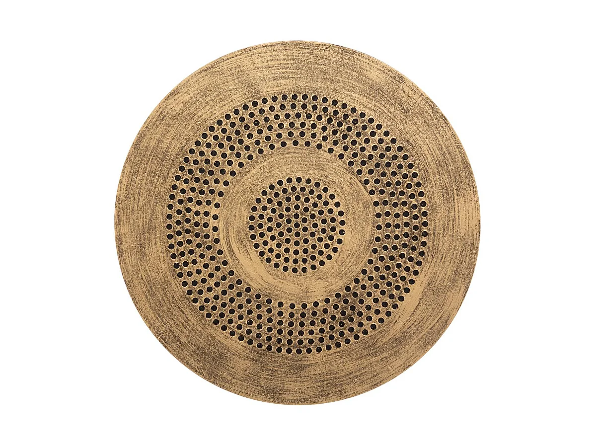 Lot de 2 Tables d'appoint pied en métal et plateau en Bois déco Ethnique
