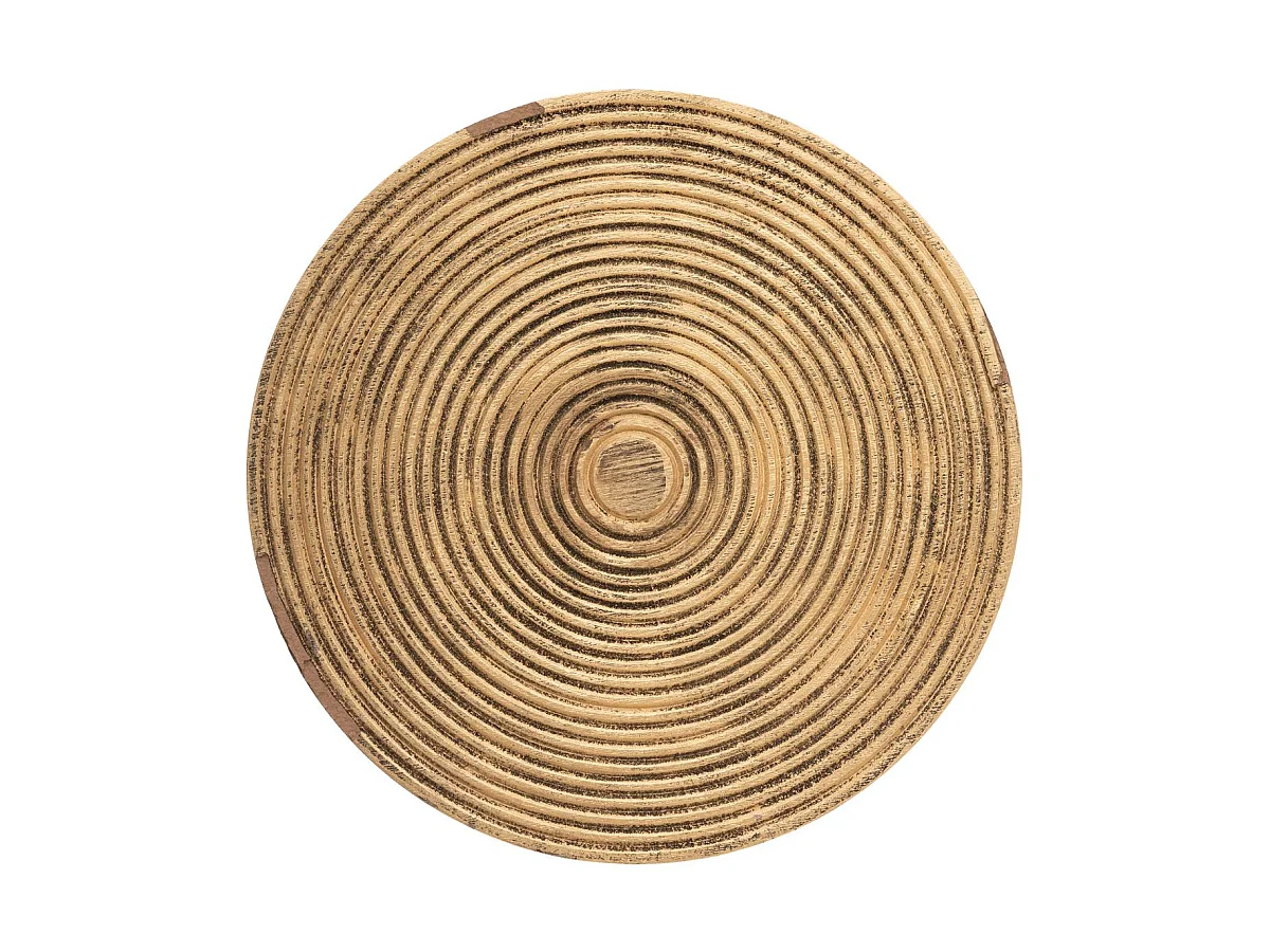 Lot de 2 Tables d'appoint pied en métal et plateau en Bois déco Ethnique