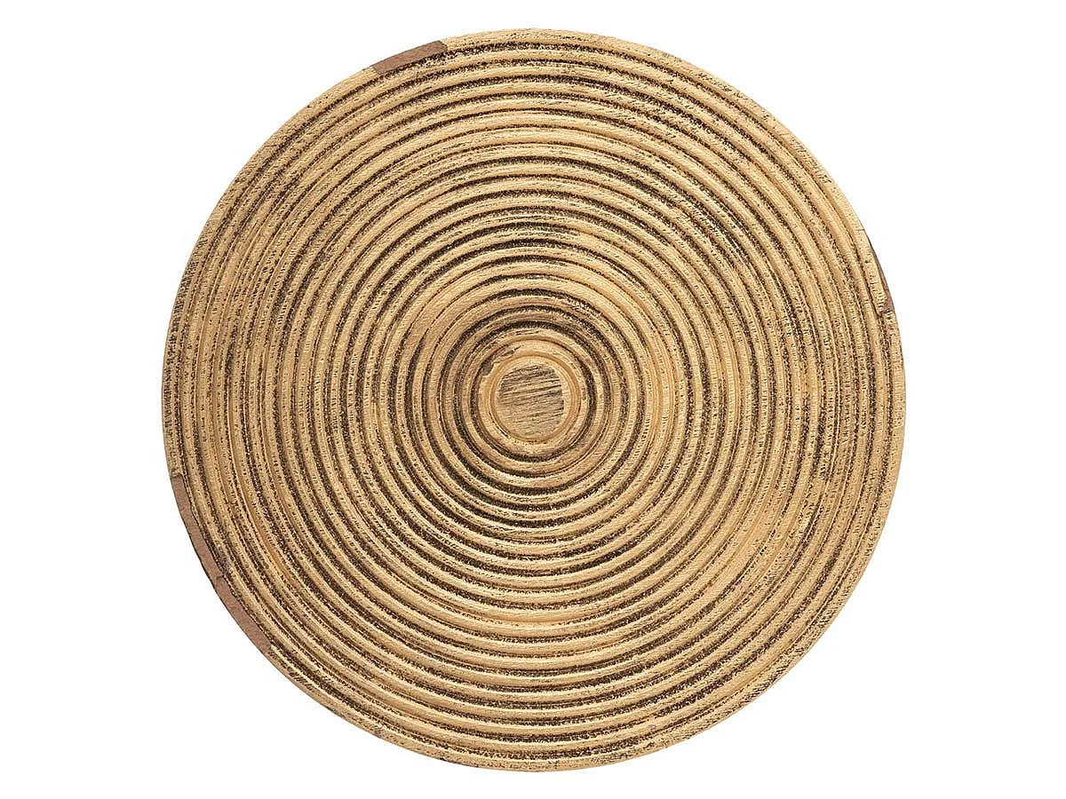 Lot de 2 Tables d'appoint pied en métal et plateau en Bois déco Ethnique