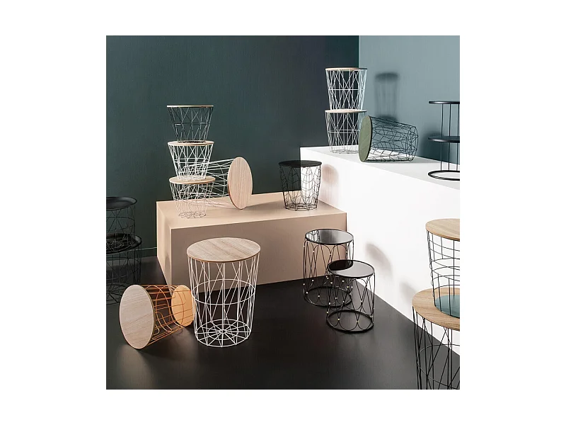 Mesa de centro Kumi con tapa blanco/natural 30,5x38x38 cm