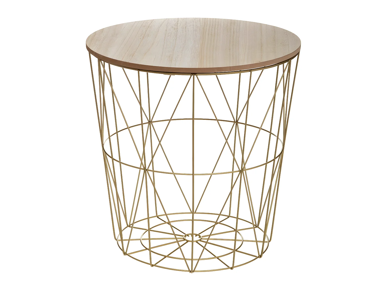 Table à café en métal Or et plateau en Bois H 41 cm