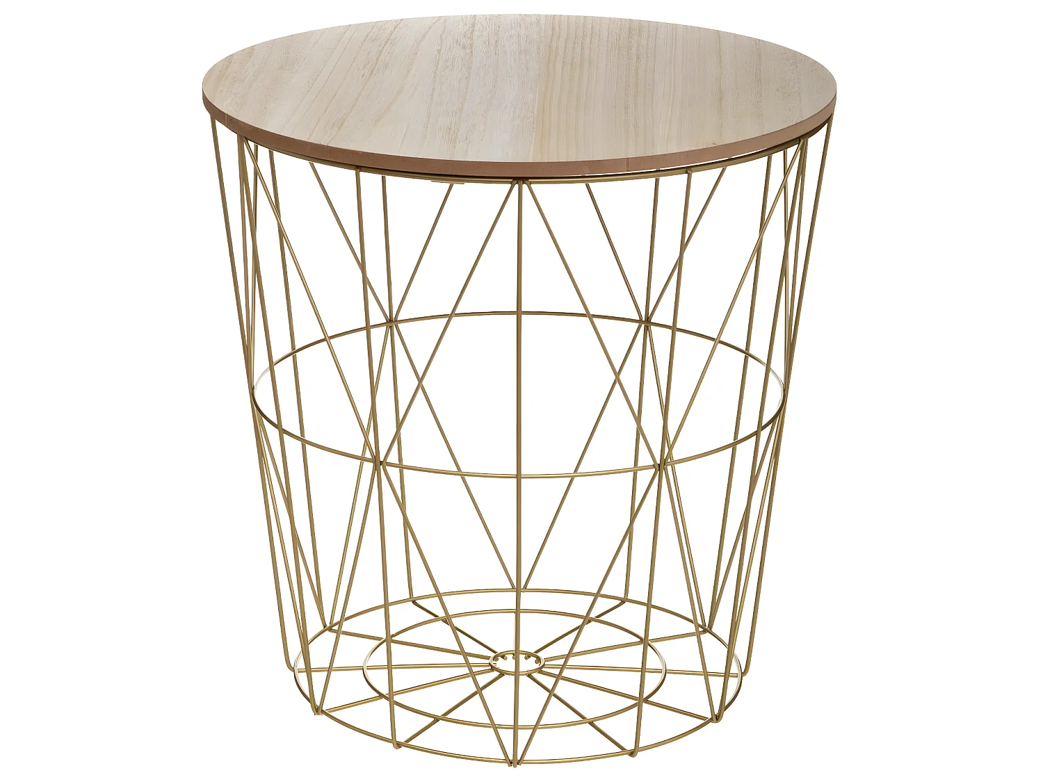 Table à café en métal Or et plateau en Bois H 41 cm