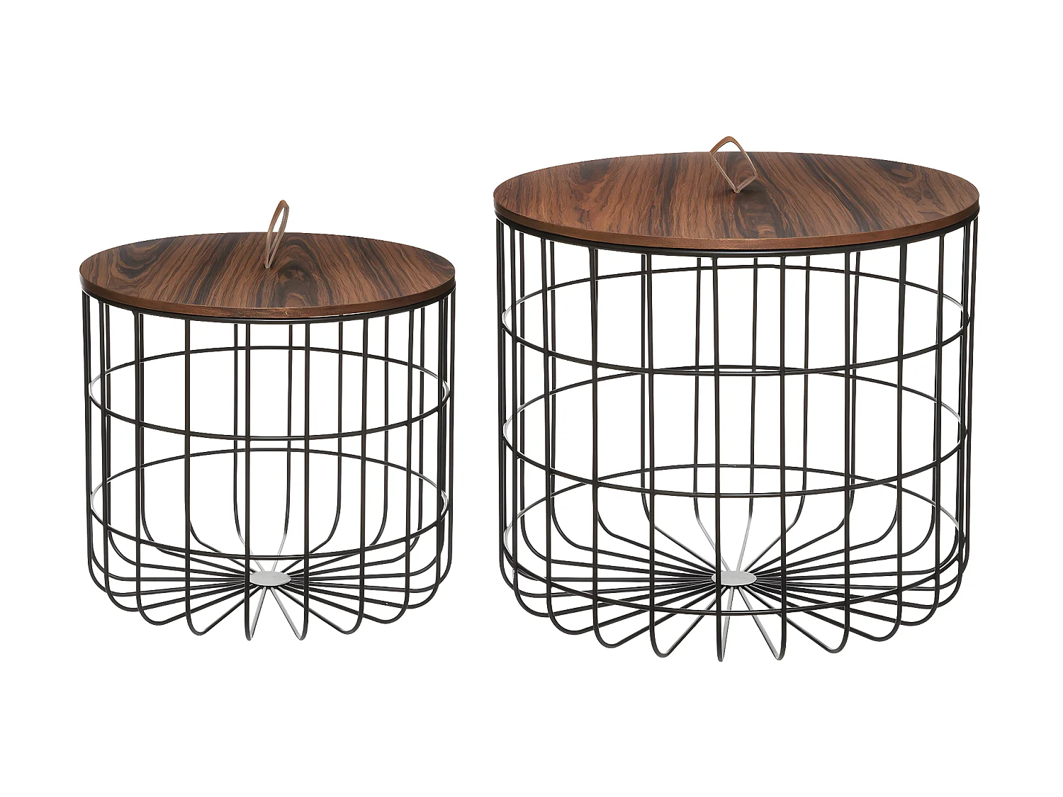 Set de 2 Tables à café en Bois et Métal Noir