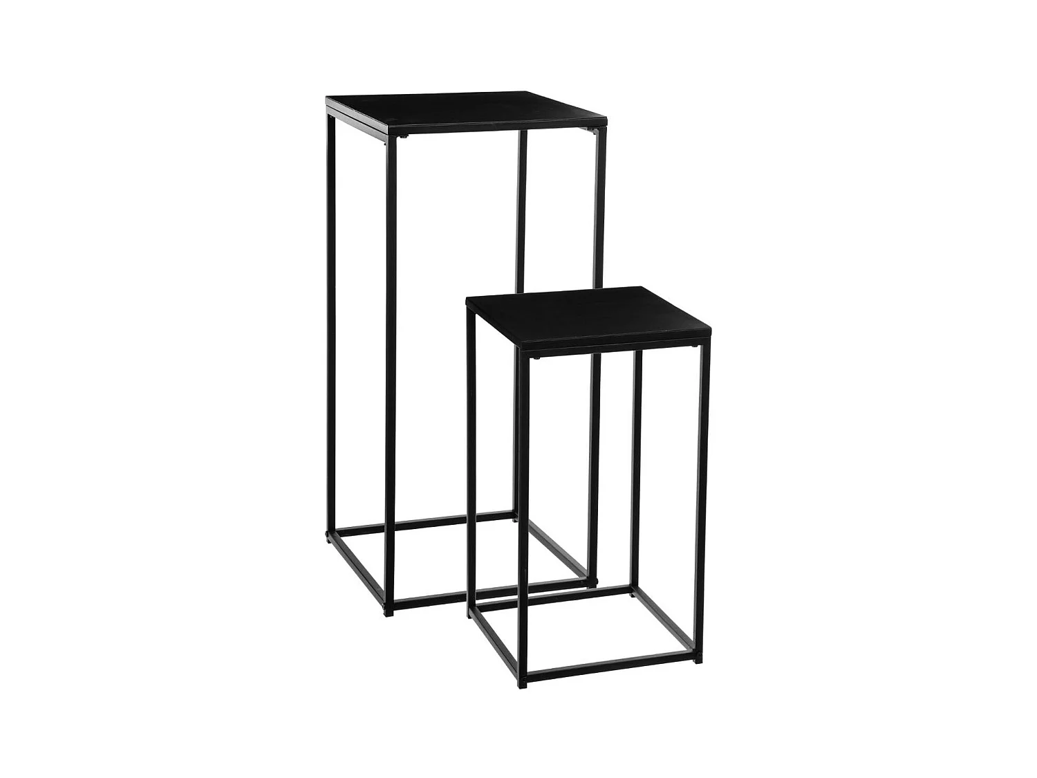 Lot de 2 Sellettes Tables d'appoint en Métal noir