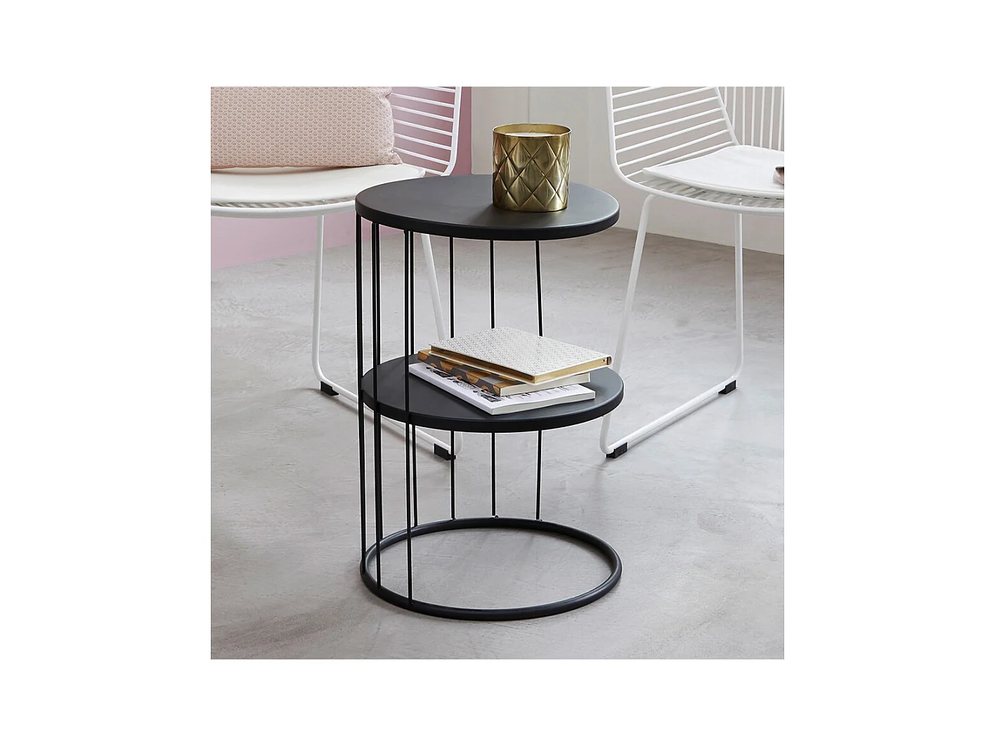 Table d'appoint design et originale en métal Doré H 52 cm