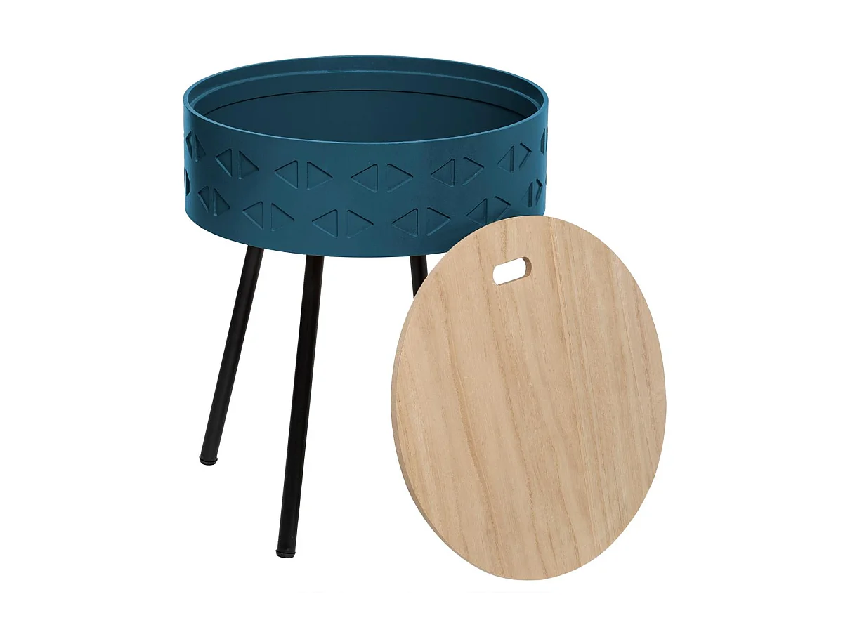 2 en 1 Table à Café et Coffre de rangement Bleu