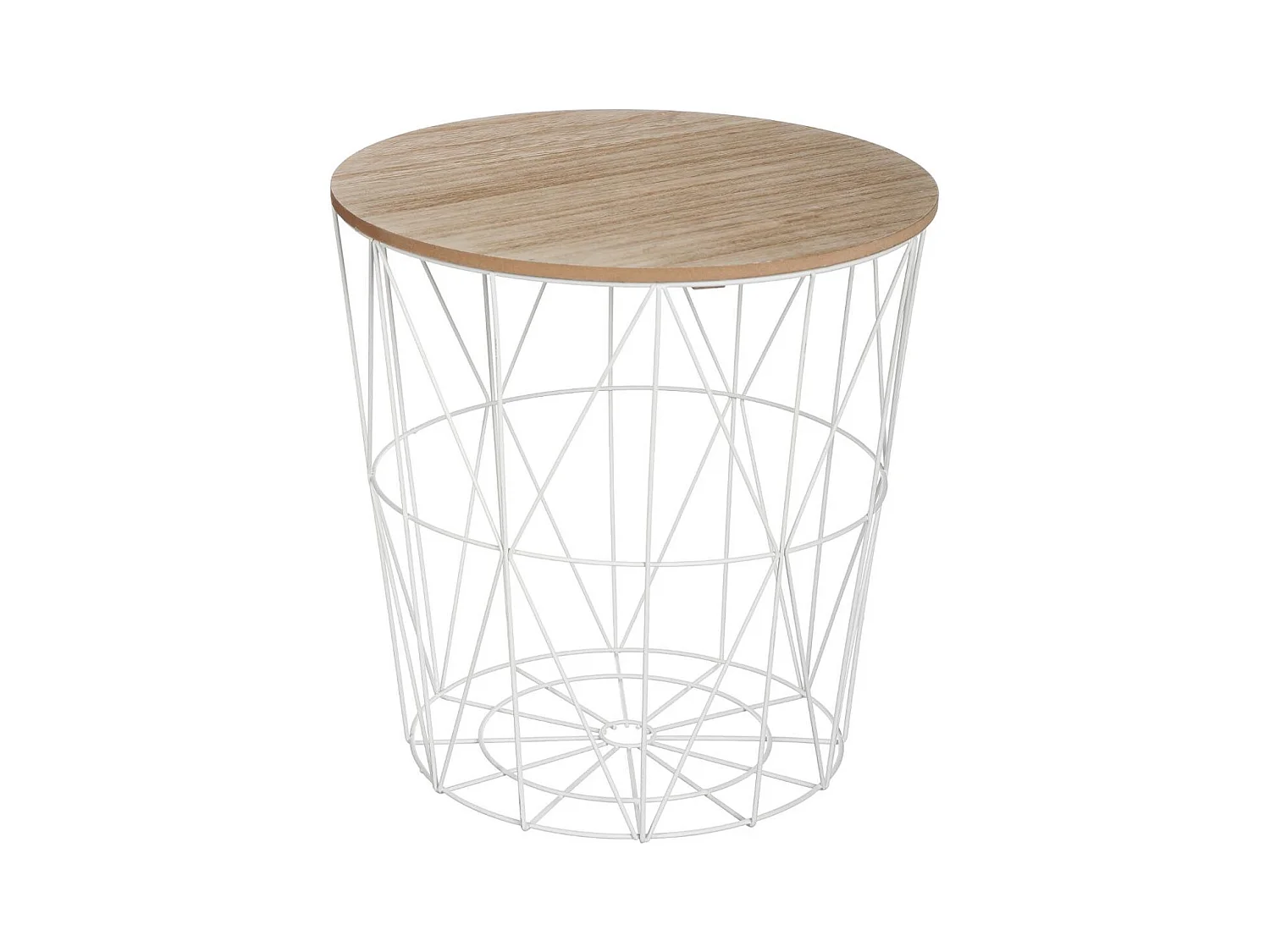 Table à café en métal blanc et plateau en Bois H 41 cm