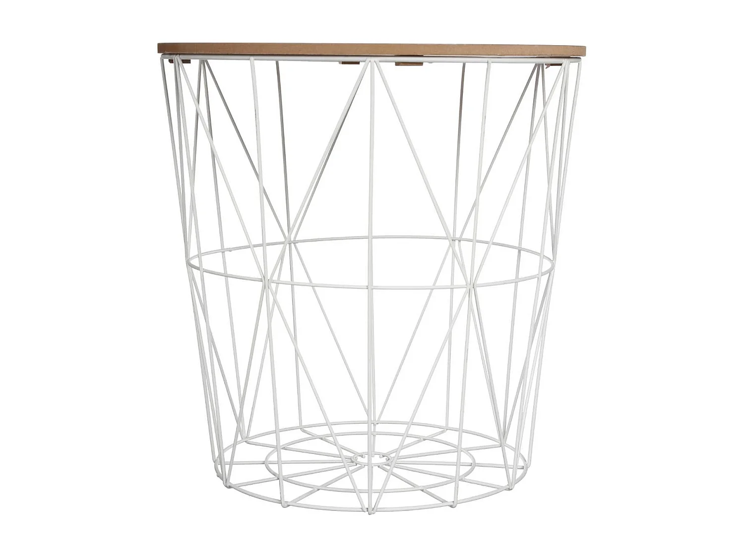 Table à café en métal blanc et plateau en Bois H 41 cm