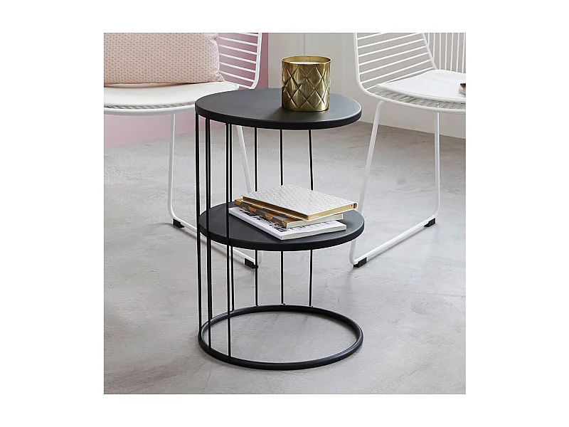 Table d'appoint design et originale en métal Noir  H 52 cm