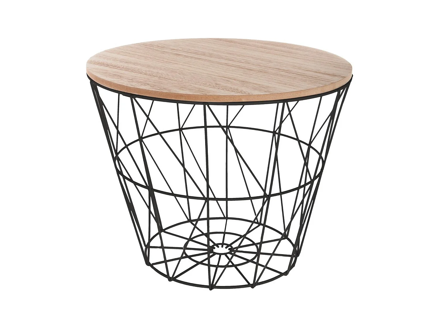 Table à café en métal noir et plateau en Bois H 30.5 cm