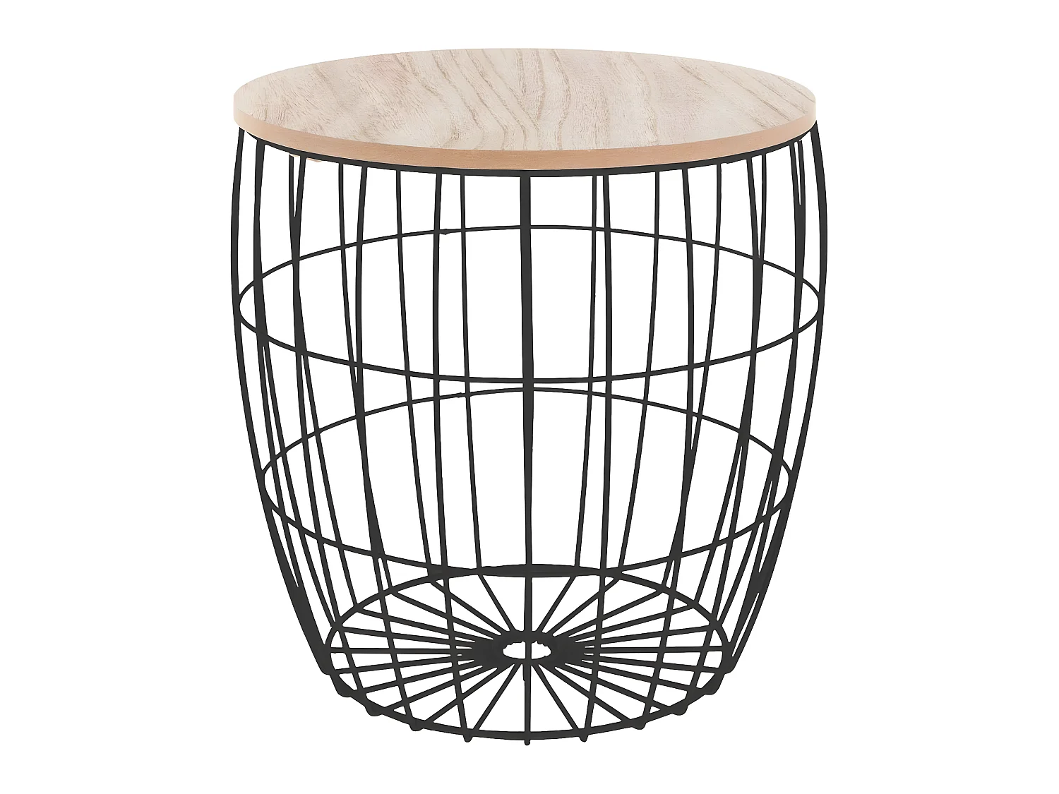 Lot de 3 tables à café en bois clair et métal noir