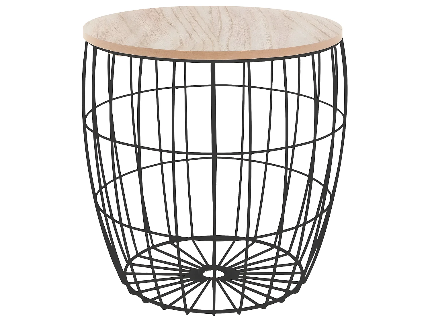 Lot de 3 tables à café en bois clair et métal noir