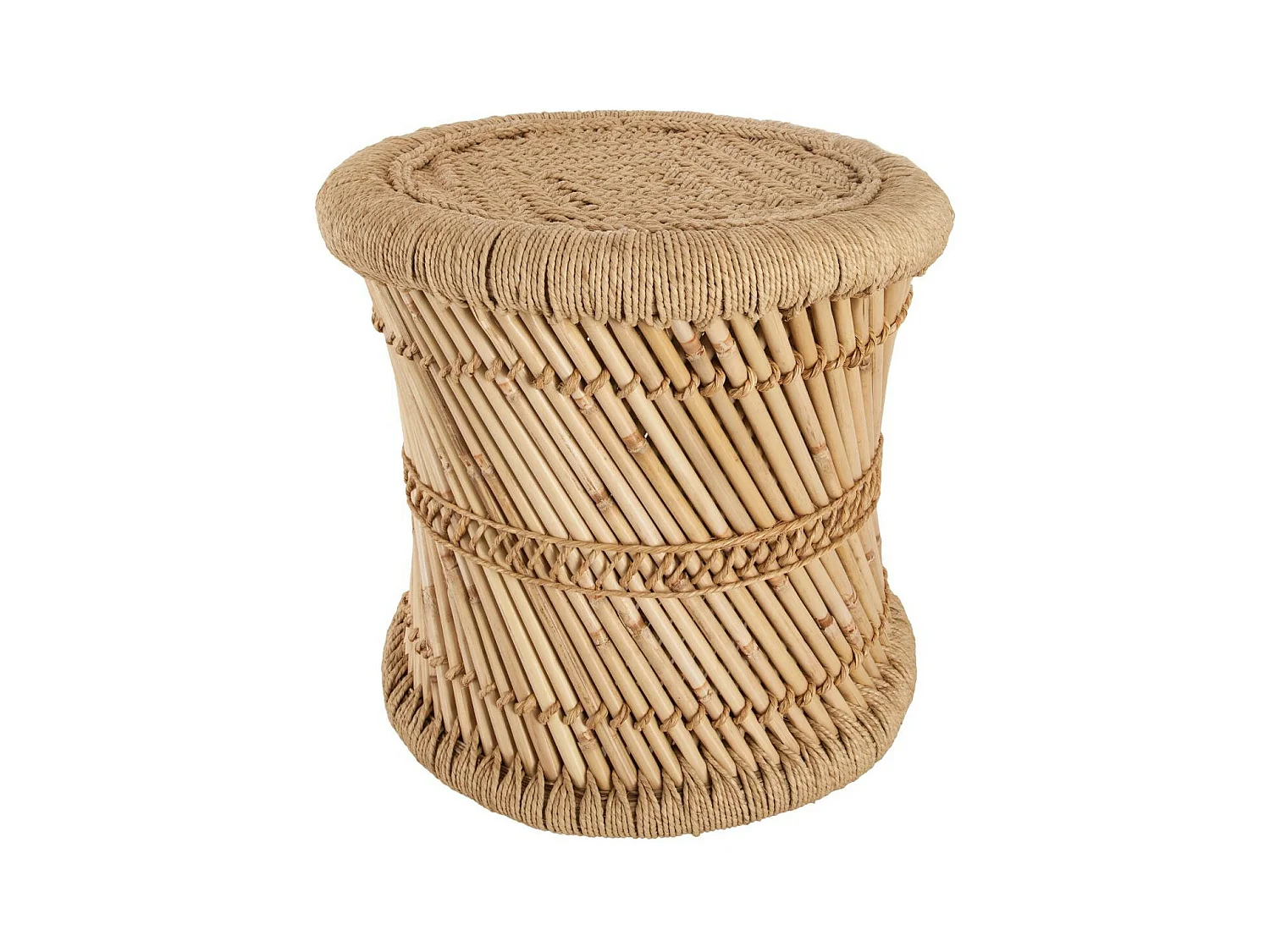 Lot de 2 tables d'appoint en corde beige