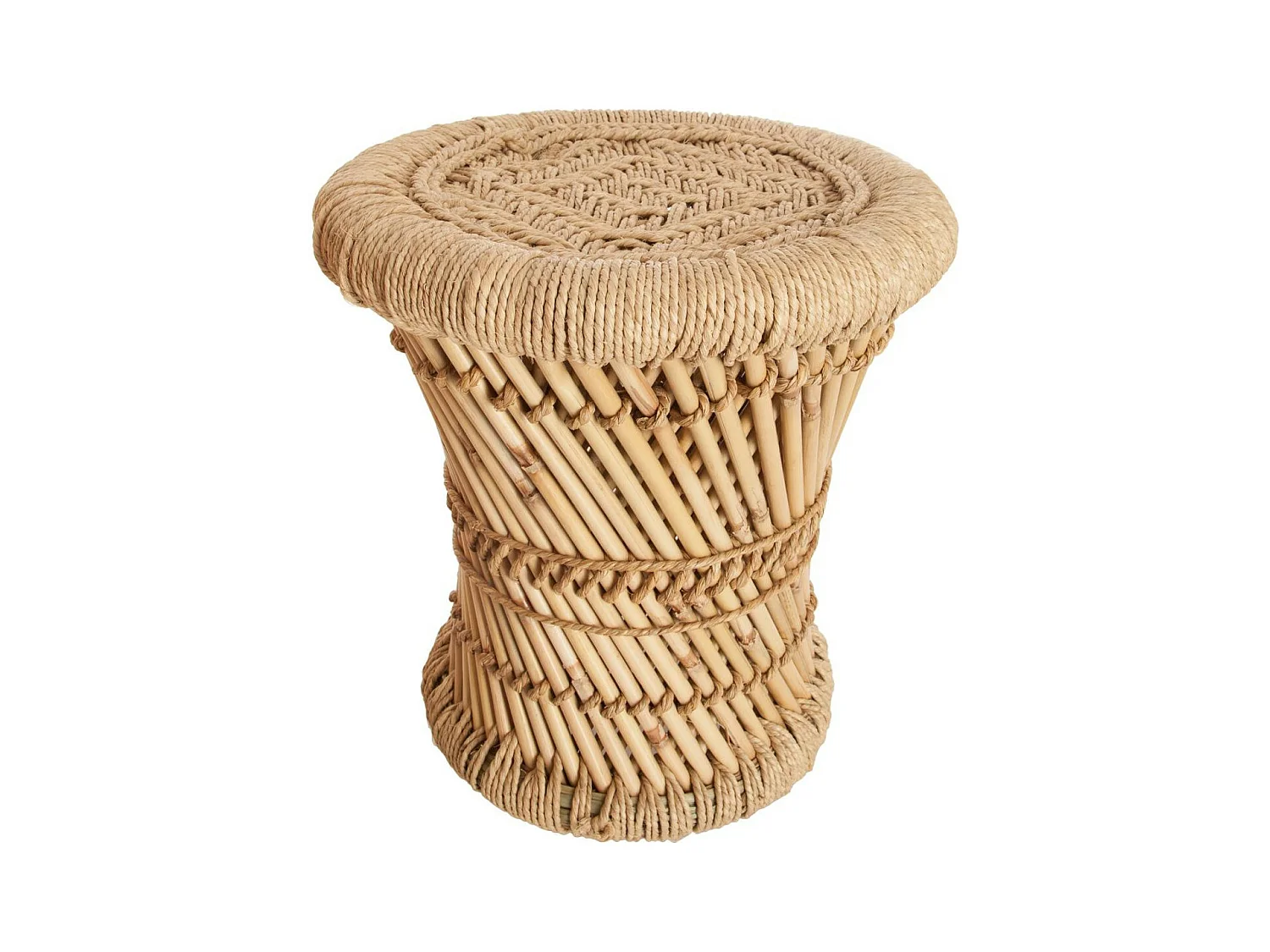 Lot de 2 tables d'appoint en corde beige