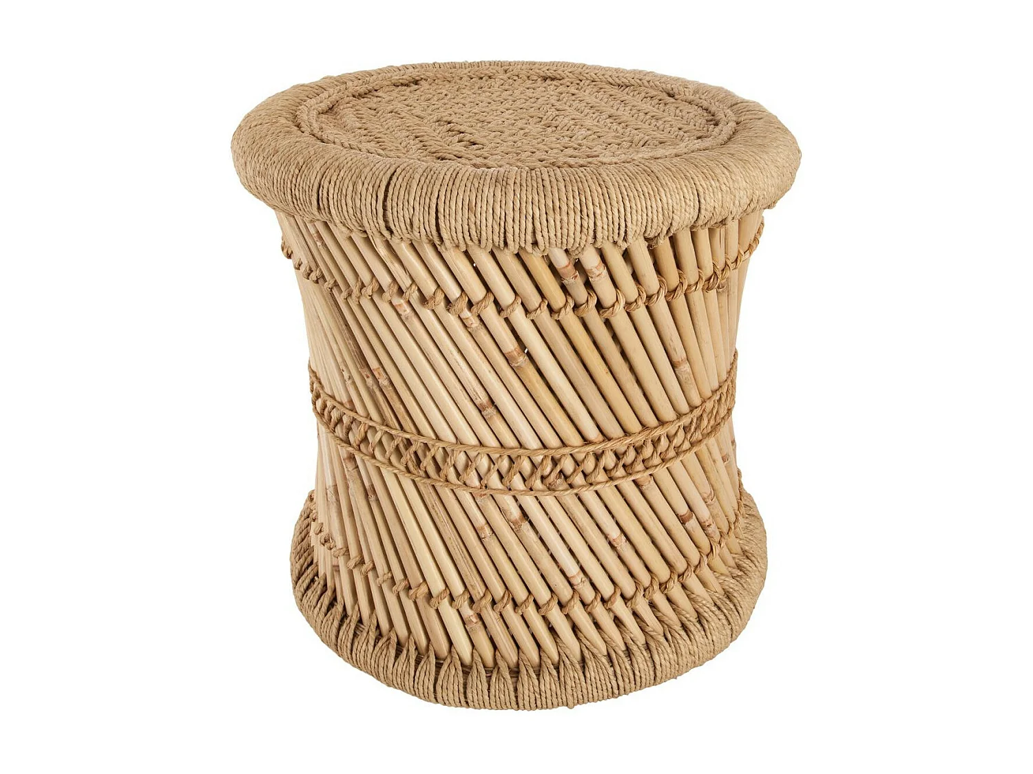 Lot de 2 tables d'appoint en corde beige