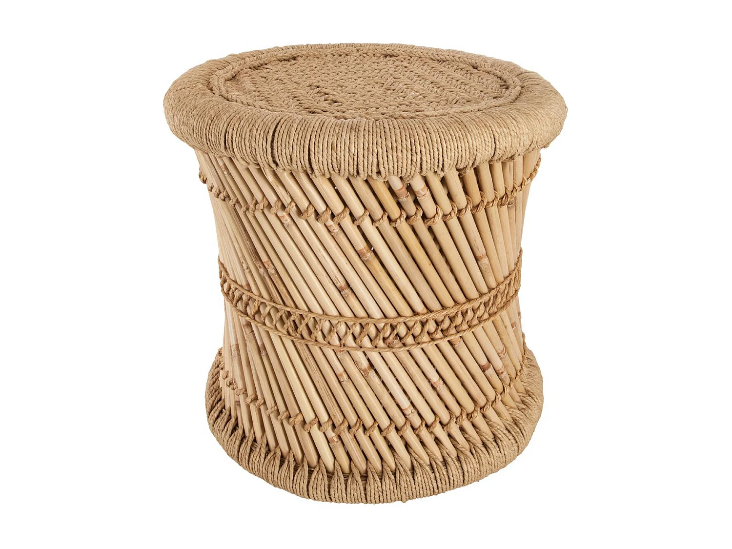 Lot de 2 tables d'appoint en corde beige