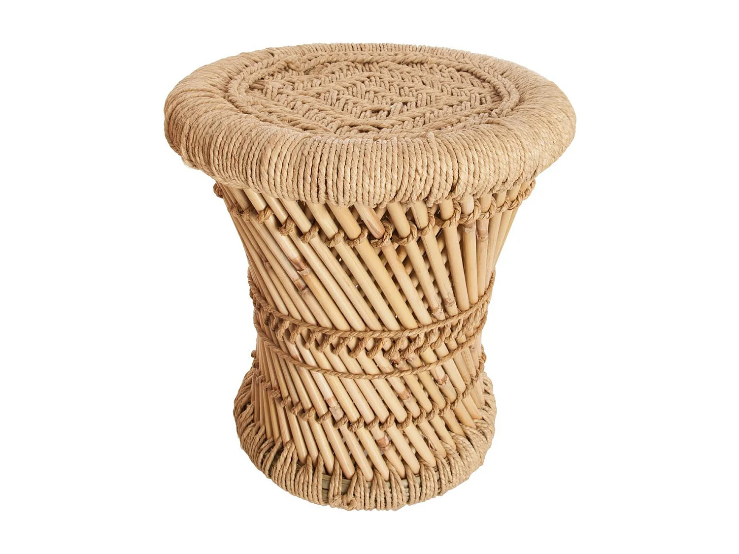 Lot de 2 tables d'appoint en corde beige