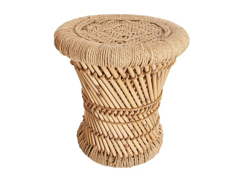 Lot de 2 tables d'appoint en corde beige