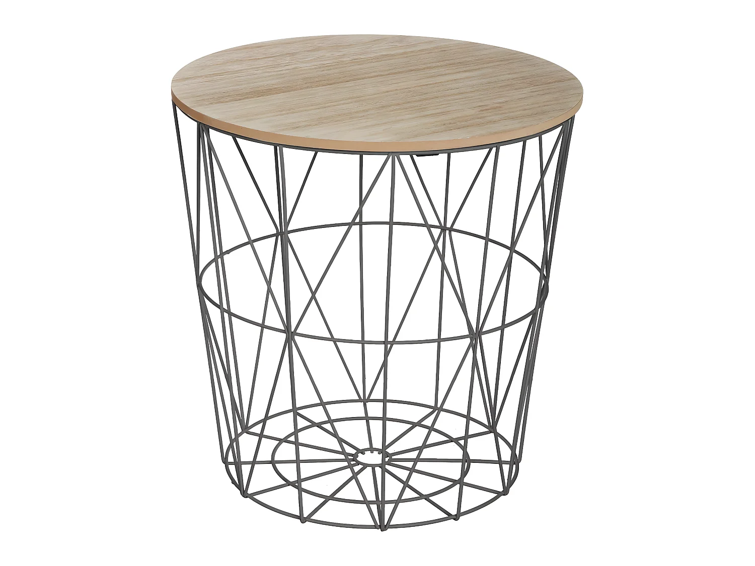 Table à café en métal noir  et plateau en Bois H 41 cm
