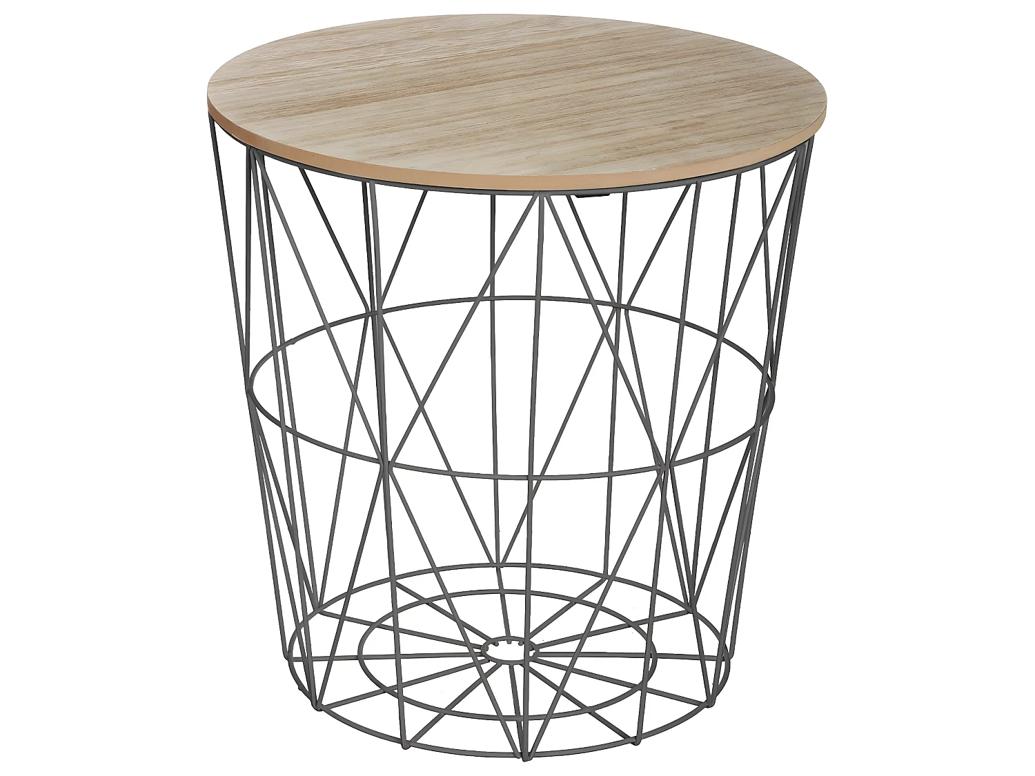 Table à café en métal noir  et plateau en Bois H 41 cm