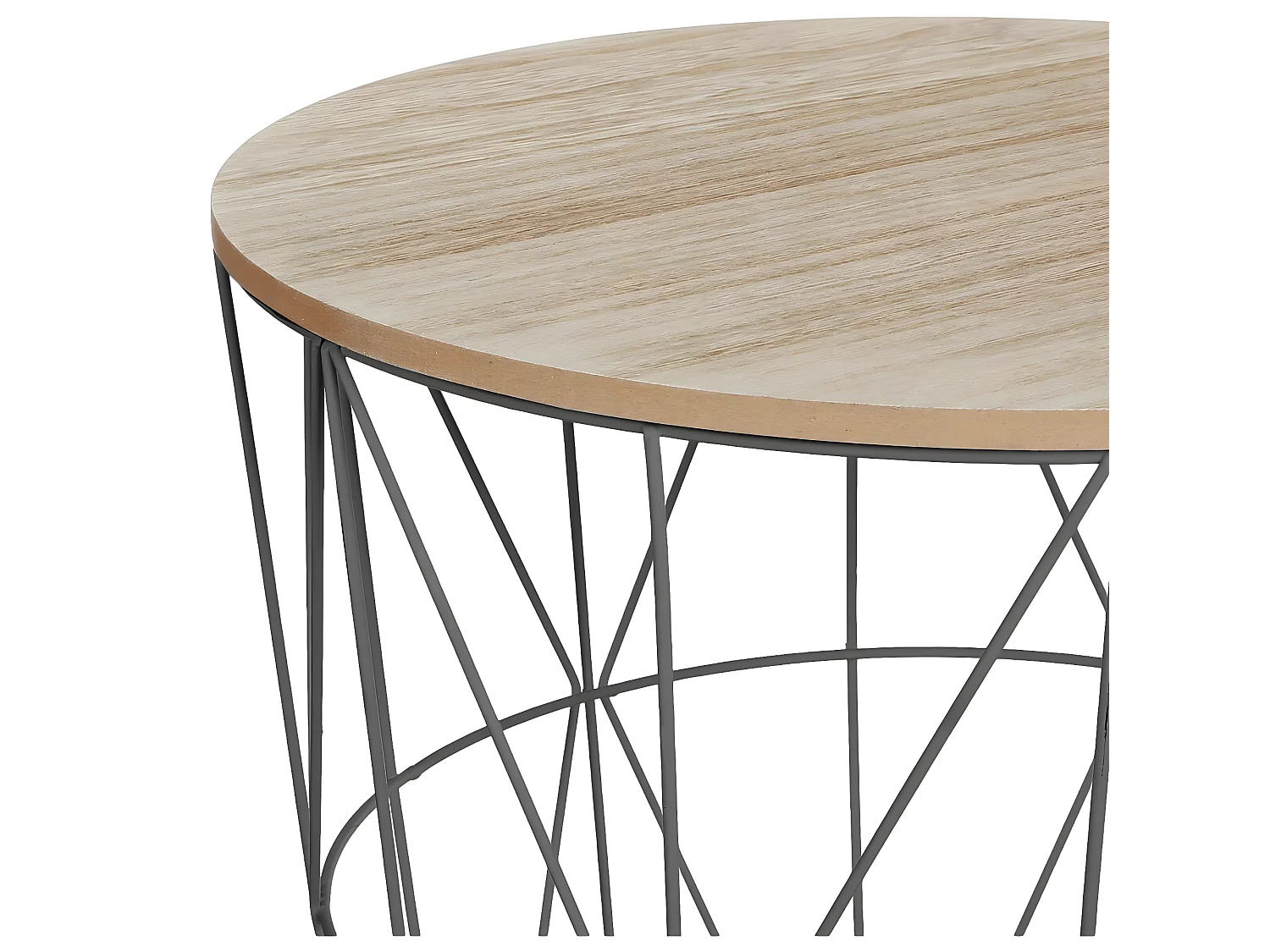 Table à café en métal noir  et plateau en Bois H 41 cm
