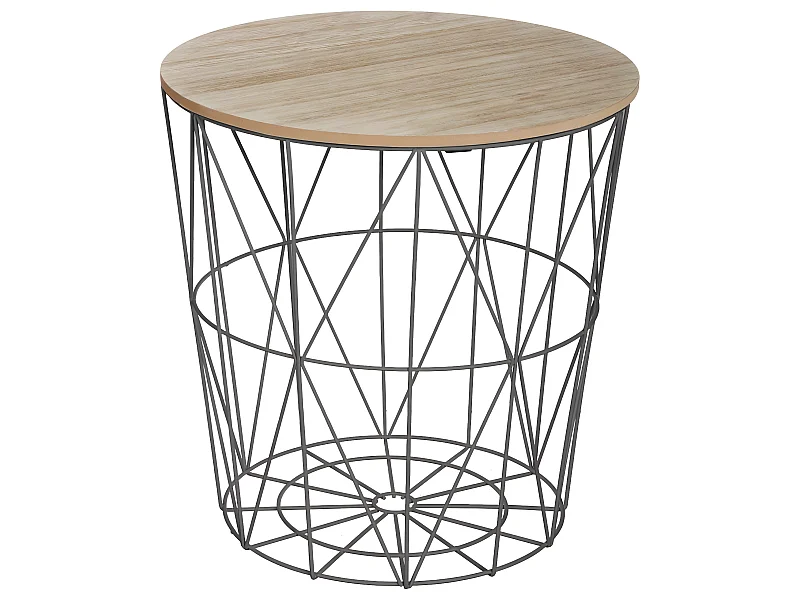 Table à café en métal noir  et plateau en Bois H 41 cm